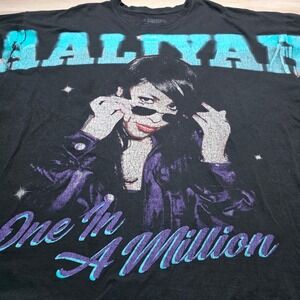 Aaliyah T-Shirt Unisex 3XL Black One In A Million Graphic Tee R&B Music Vintage